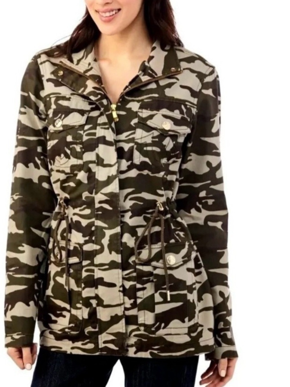 True Religion Women’s Camo Military Utility Jacket Size Small S Green Cargo